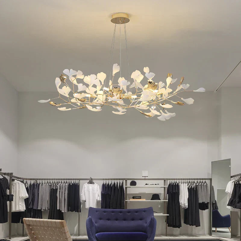 DecorBites™ Ginkgo Leaf Chandelier: Elegant Nordic Art Luxury for Dining Room, Bedroom, Living Room