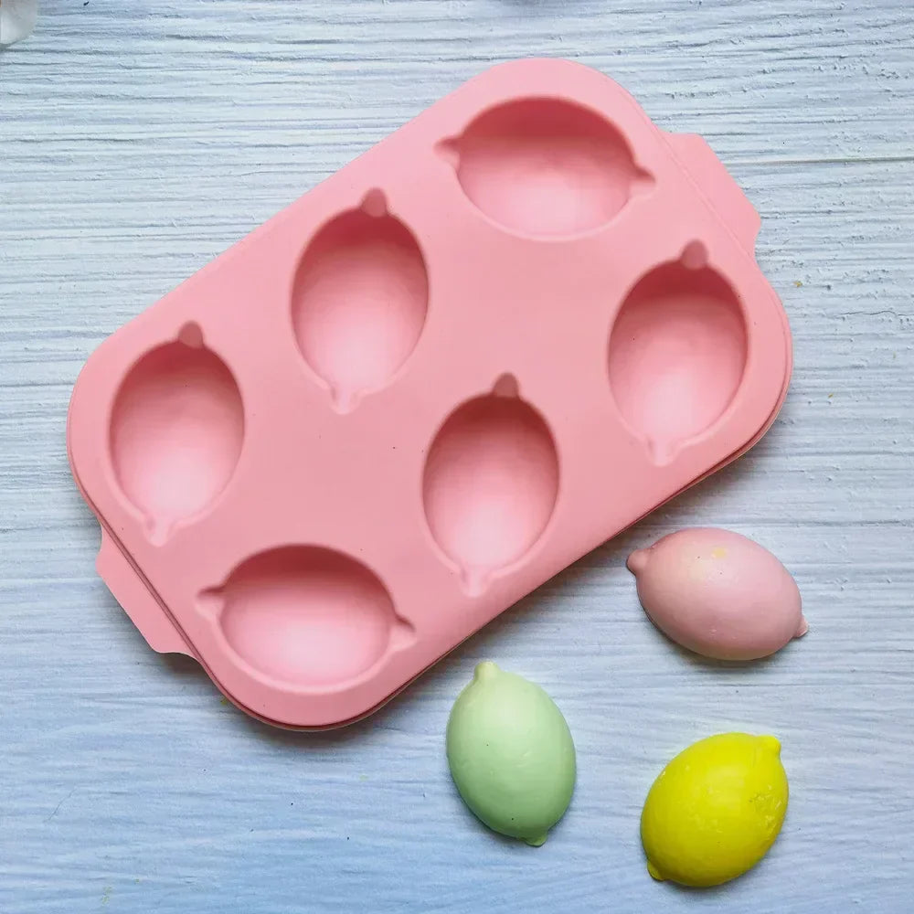 DecorBites™ 6-Cavity Lemon Shape Silicone Cake Mold for DIY Baking and Decorating