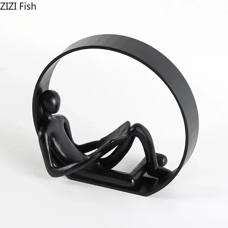 DecorBites™ Abstract Black Characters Sculpture Resins Desk Decoration for Aesthetic Room Decor