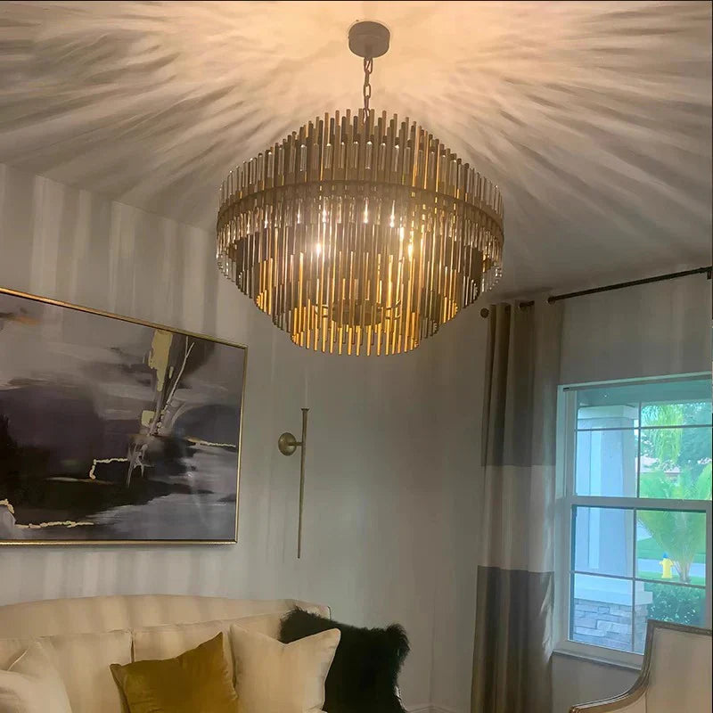DecorBites™ Brass Glass Ceiling Chandelier: Elegant Lighting for Luxurious Living Spaces