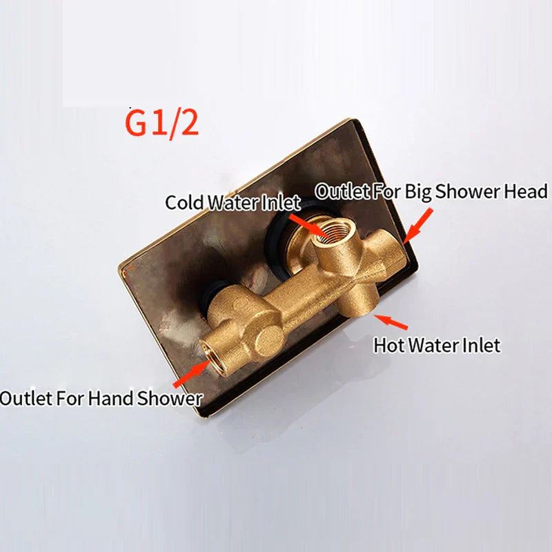 DecorBites™ Brass Concealed 3 Way Shower System Set Wall Mounted Rain Mixer Tap