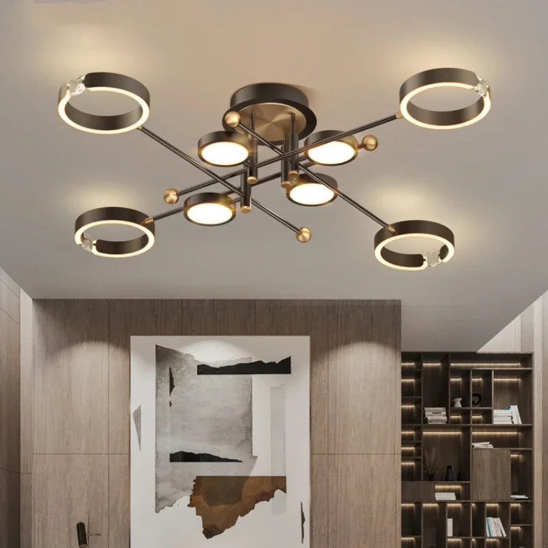 DecorBites™ Gold Plated Chandelier with Remote Control, Crystals Decoration for Living Room