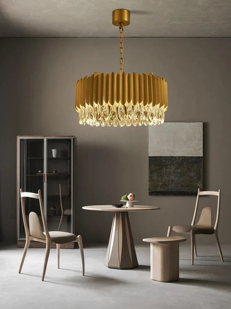 DecorBites™ Crystal Water Droplet Pendant Lights: Elegant LED Dimmable Lamps for Dining Room Foyer