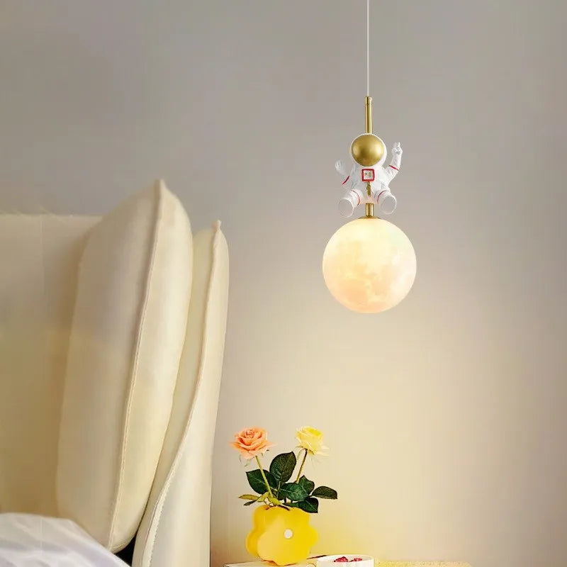 DecorBites™ Astronaut Moon LED Pendant Light for Children's Room and Study