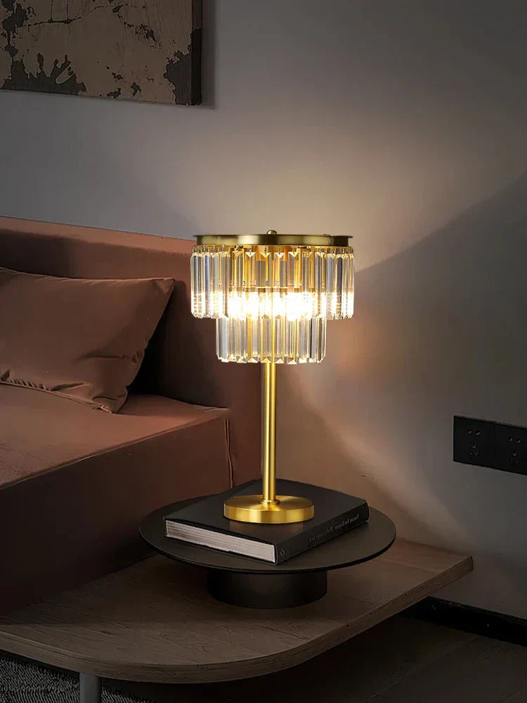 DecorBites™ Crystal Table Lamp Gray - Elegant Bedroom Nightstand Lighting
