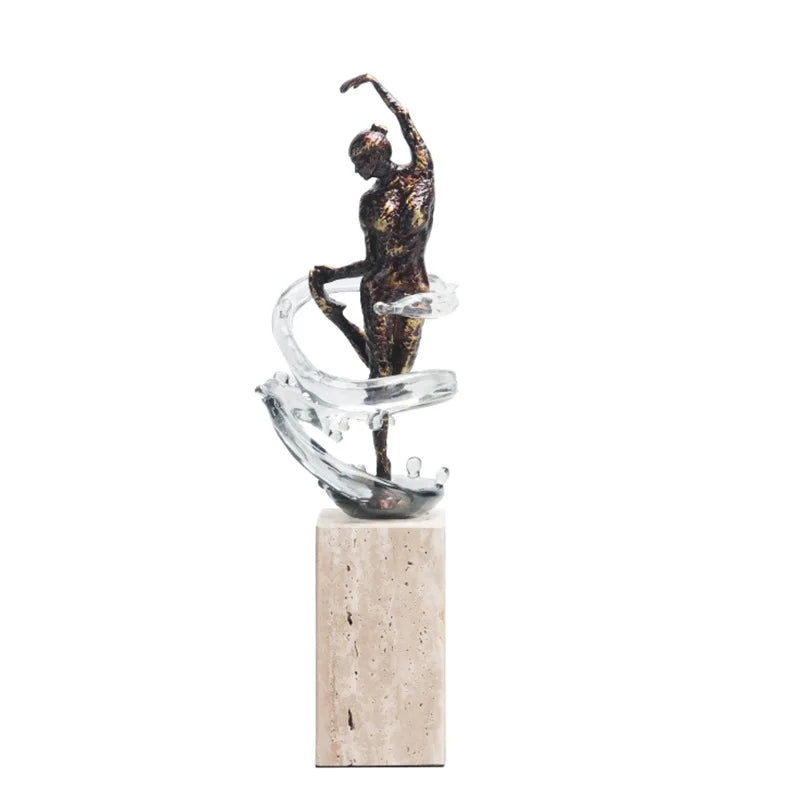 DecorBites™ Ballet Dancer Figure Sculpture Clear Water Wave Home Decor