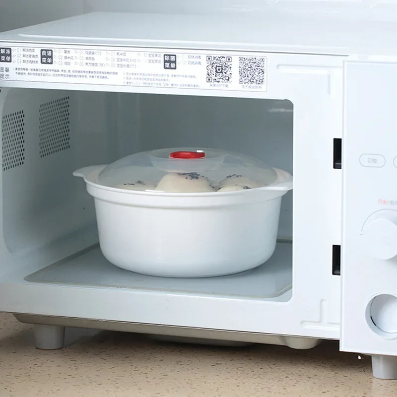 DecorBites™ Kitchen Microwave Steamer Pot for Soup Dumplings and Rice