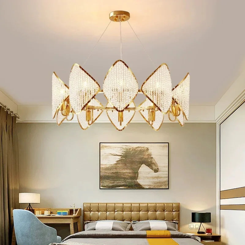 DecorBites™ Crystal Chandelier Pendant Light: Modern Luxury Luminaria for Living Room Décor