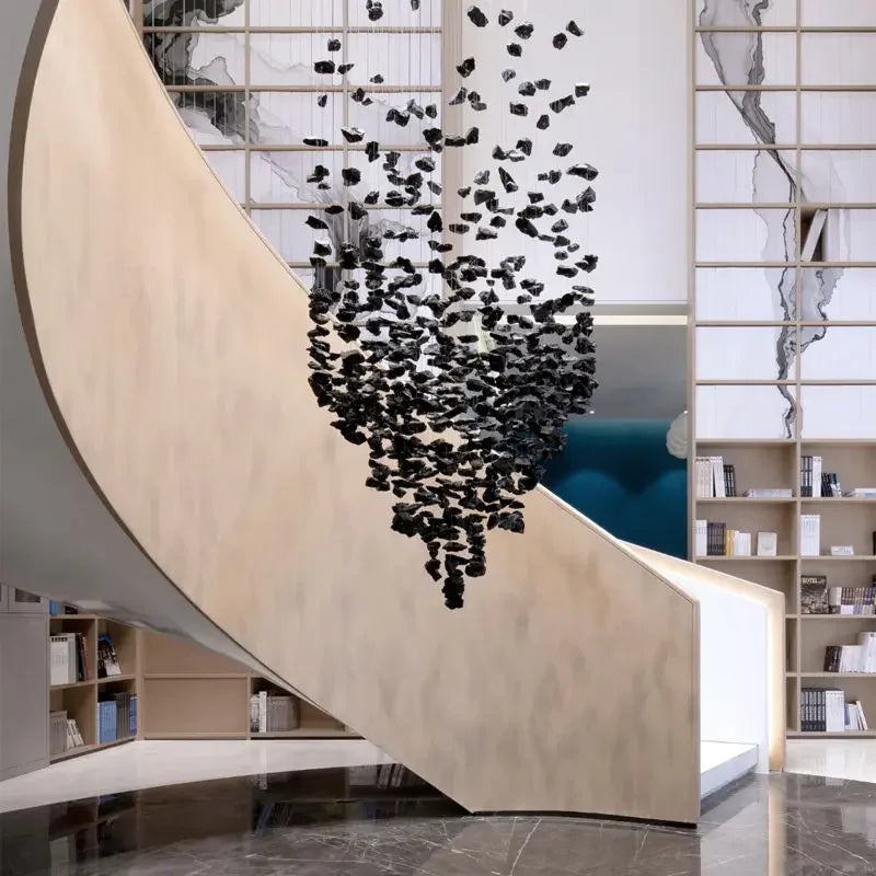 DecorBites™ Luxe Crystal Chandelier: Modern Staircase & Lobby LED Lighting with Long Hallway Design
