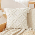 DecorBites™ Boho Beige White Embroidered Pillow Cases Set