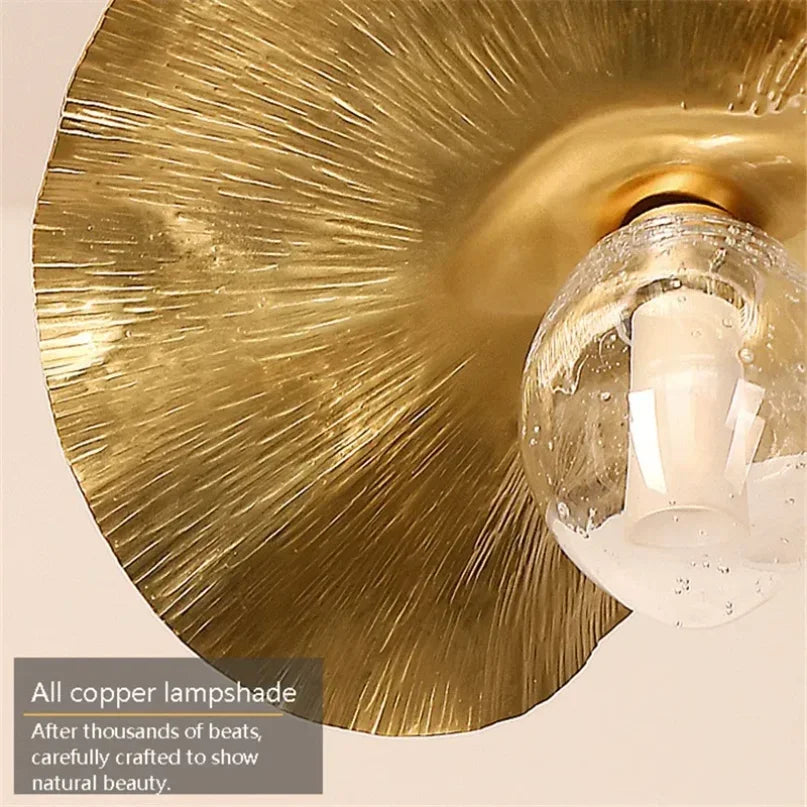 DecorBites™ Lotus Leaf Brass Pendant Lamp for Minimalist Living Room and Dining Room