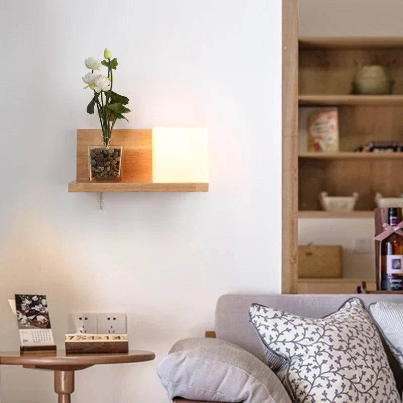 DecorBites™ LED Wooden Wall Lamps for Bedroom Stairs Interior Lighting Sconce Fixtures