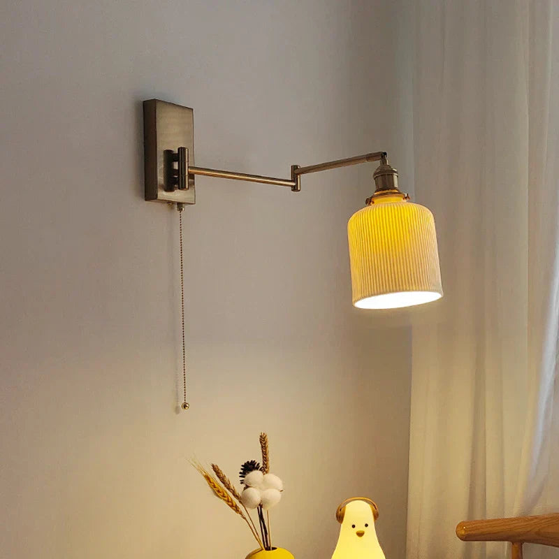 DecorBites™ Brass Swing Arm Wall Sconce Creamic Wall Lights