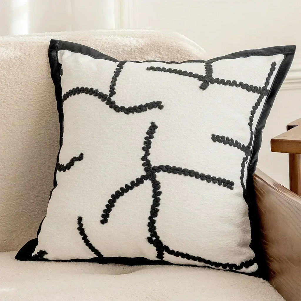 DecorBites™ Camellia Jacquard Embroidery Pillow Cover Luxury Decorative Nordic Living Room