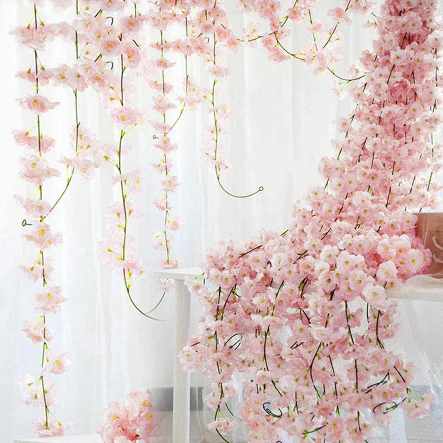 DecorBites™ Artificial Sakura Flowers Vine for Wedding Garden Decor