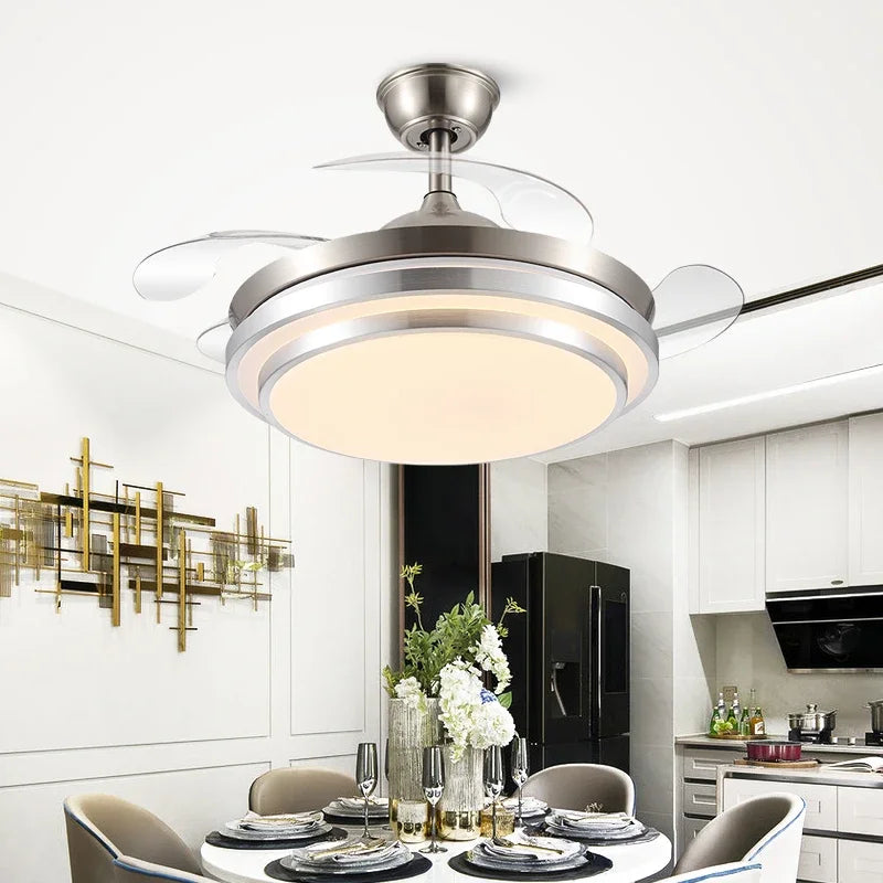 DecorBites™ 42" Retractable LED Ceiling Fan, Remote Control, Modern Design