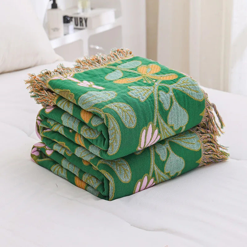 DecorBites™ Jacquard Cotton Gauze Non-Slip Sofa Cover - High Quality & Double-Sided