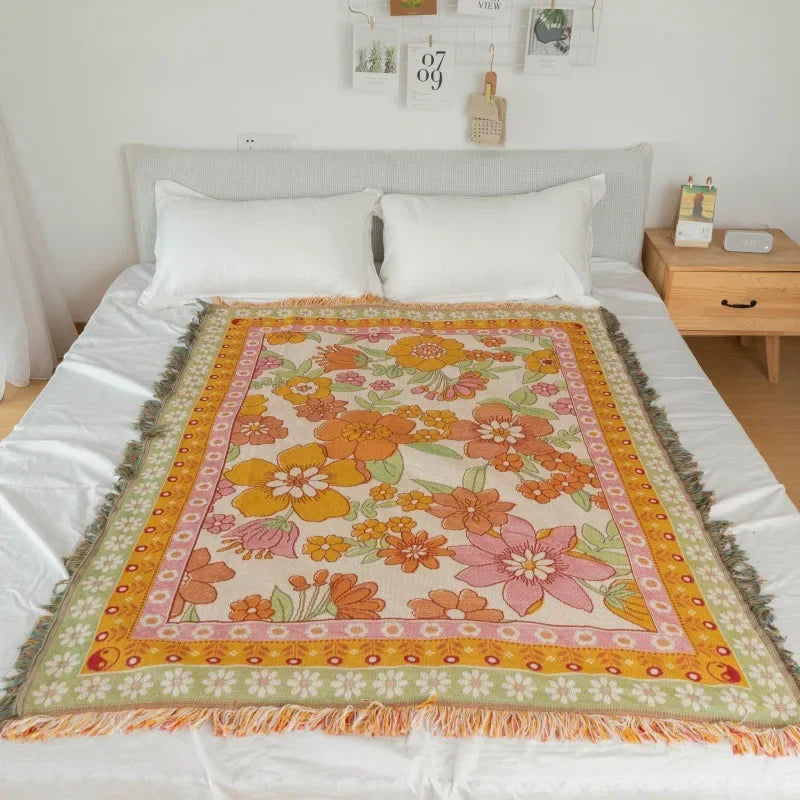 DecorBites™ Bohemian Flowers Tapestry Sofa Blanket