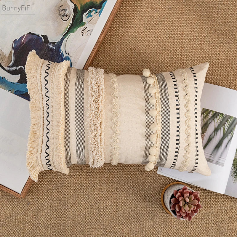 DecorBites™ Bohemian Beige Cushion Cover for Home Decor Sofa Bed 30x50cm/45x45cm