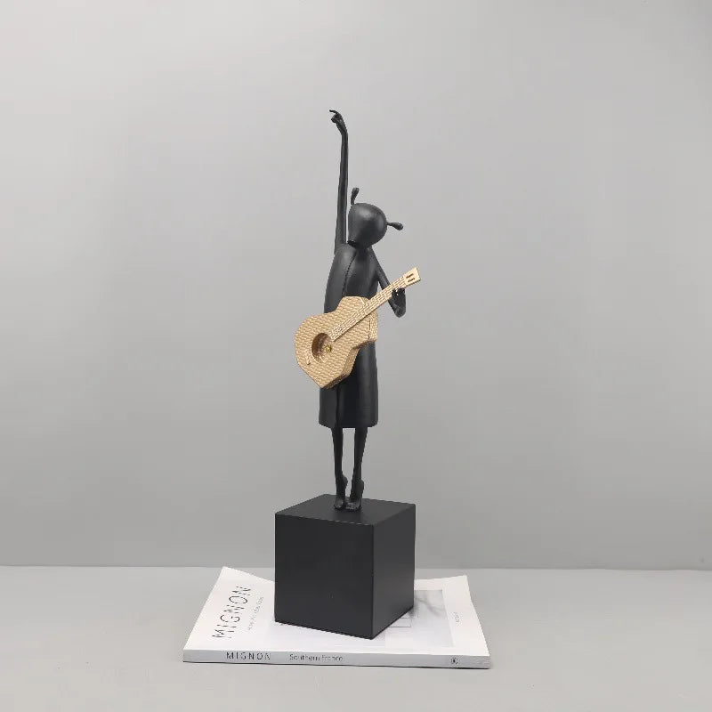 Abstract Guitarist Resin Sculptures by DecorBites™: Musical Instrument Decor for Home