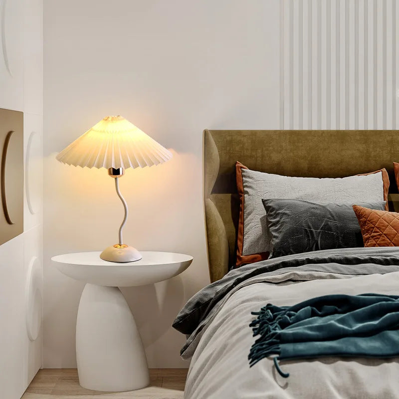 DecorBites™ Adjustable Pleated Table Lamp LED E27 Desk Light for Bedroom Living Room