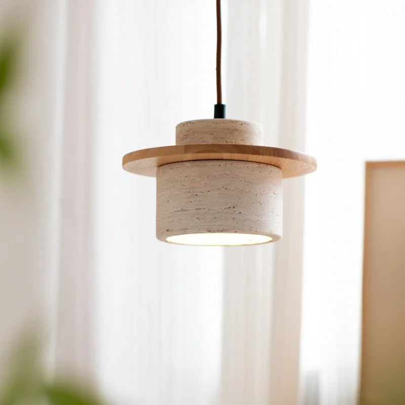 DecorBites™ LED Hanging Lamp: Yellow Travertine Japanese Style Pendant Light for Home Decoration