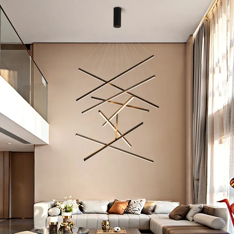 DecorBites™ Aluminum Ceiling Chandelier with Changeable LED Shape for Stairway and Living Room