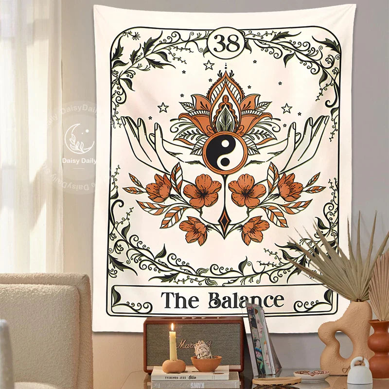 DecorBites™ Balance Tarot Tapestry Wall Hanging - Mystical Bohemian Sun Moon Decor