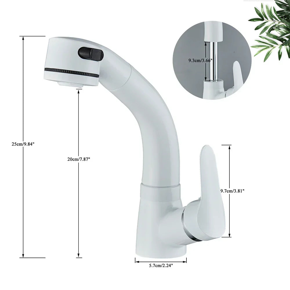DecorBites™ Black Basin Faucet: Pull Out Sink Mixer Tap with 360° Rotation and Hot&Cold Sprayer