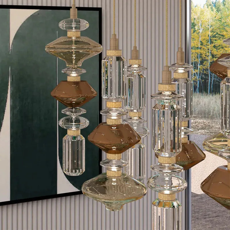 DecorBites™ Ballet Pendant Lamp Clear Amber Glass Shade Restaurant Bedroom Lighting