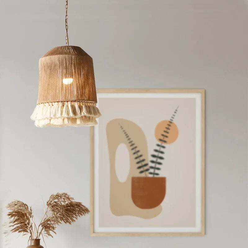 DecorBites™ Bohemian Hemp Rope Tassel Pendant Light for Home Decor