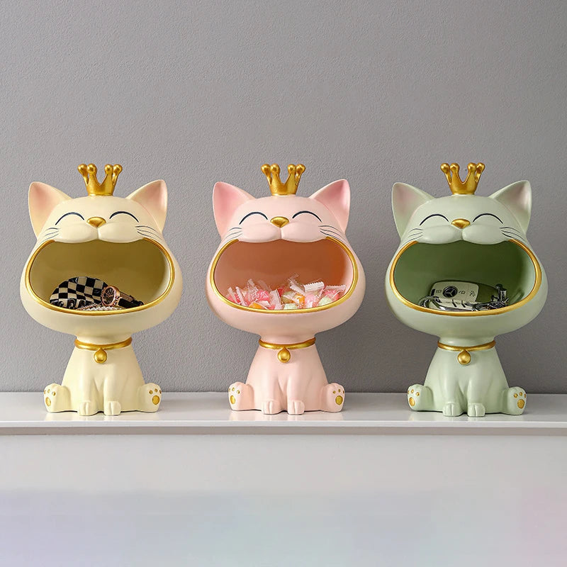 DecorBites™ Lucky Cat Sculpture Storage Box Desk Decoration Miniature Figurine
