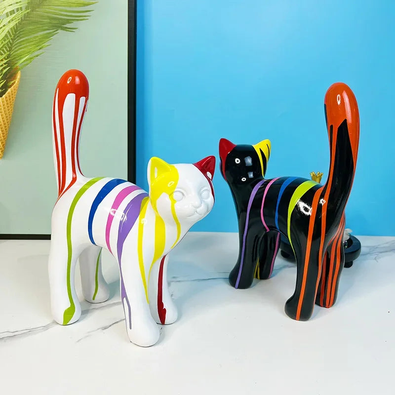 DecorBites™ Graffiti Cat Sculpture Desk Storage Statue Abstract Art Ornament Display