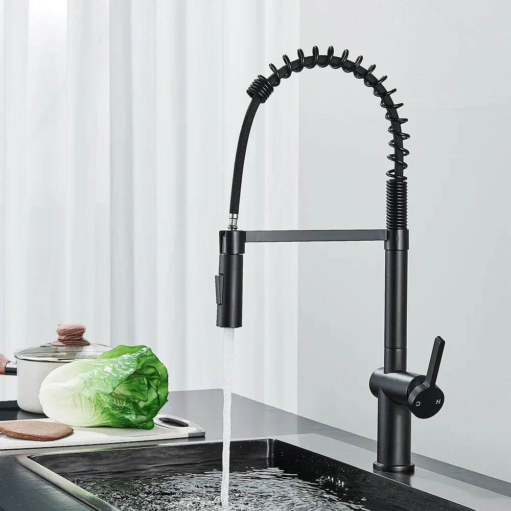 DecorBites™ Brass Kitchen Sink Faucet with Dual Stream Sprayer Nozzle, Hot Cold Water Mixer Tap