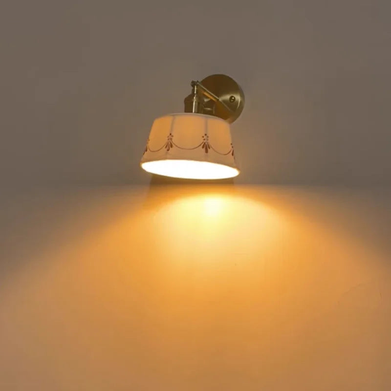 DecorBites™ Ceramic LED Wall Lamps Pull Chain Switch Rotate Copper Vanity Light