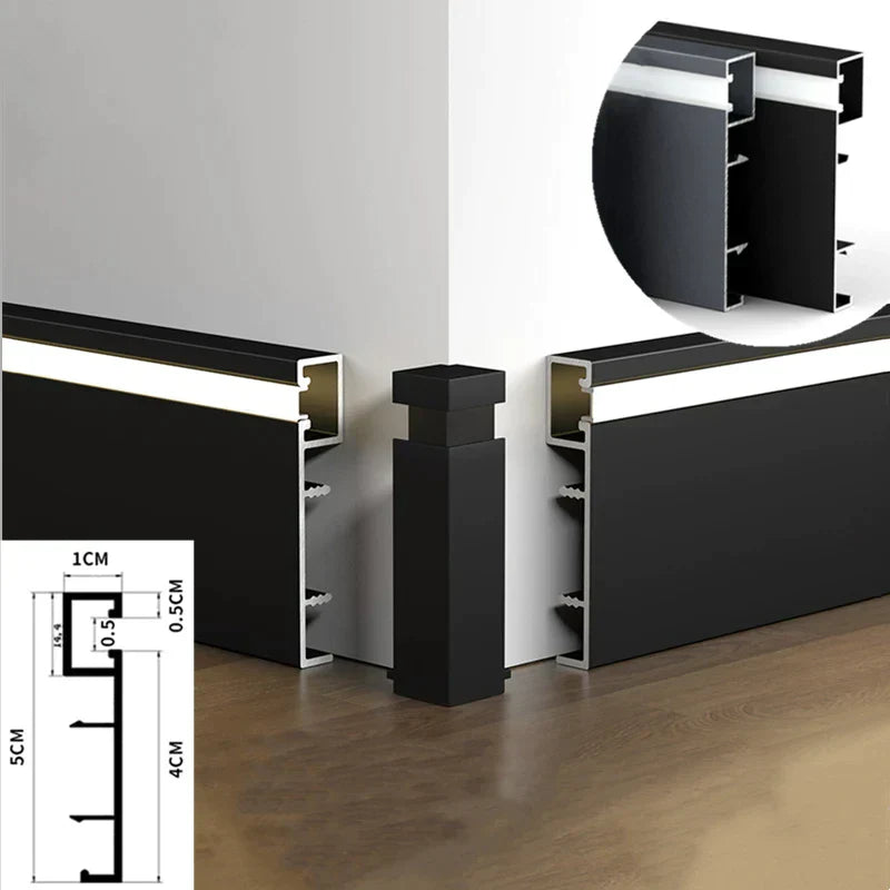DecorBites™ LED Skirting Line Aluminum Profile Baseboard for Backlight Strip Lights