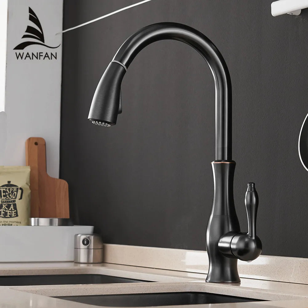 DecorBites™ Gold Single Handle Pull Out Kitchen Faucet Swivel Water Mixer Tap 866011