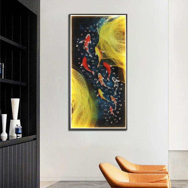 DecorBites™ Gold Fish LED Picture Wall Light for Home Decor & Bedroom Aisle