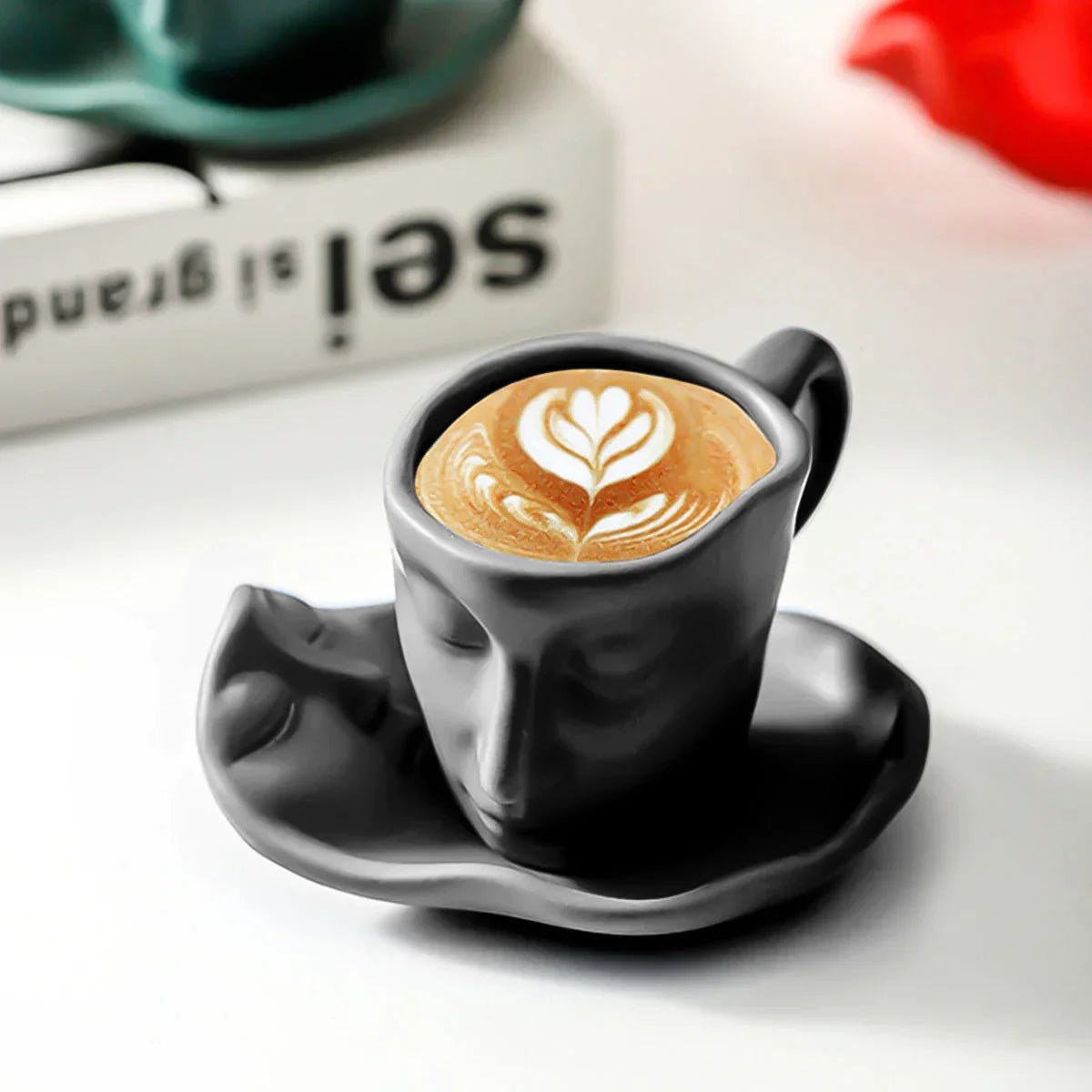 DecorBites™ Ceramic Kissing Couple Tea Cup Set with Saucer and Spoon