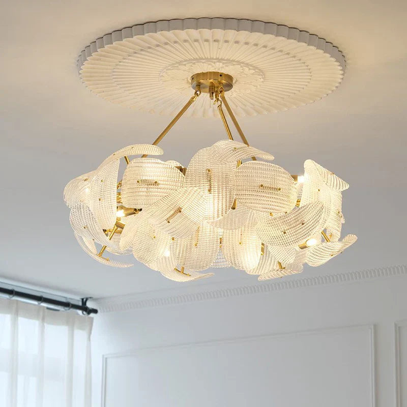 DecorBites™ LED Glass Petal Chandeliers: Luxury Modern Hanging Lamps for Dining Table