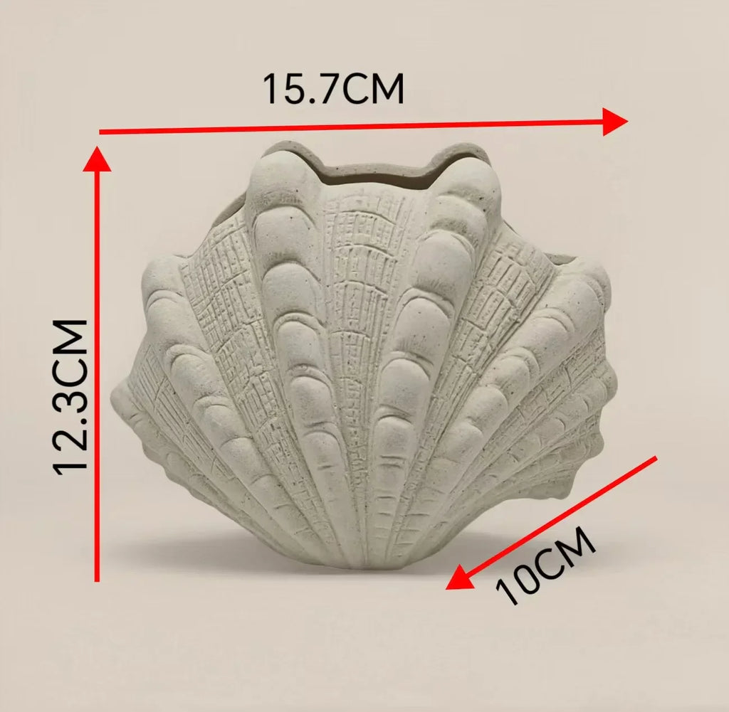 "DecorBites™ Ceramic Clam Shell Vase for Home Decor and Terrarium Arrangements"