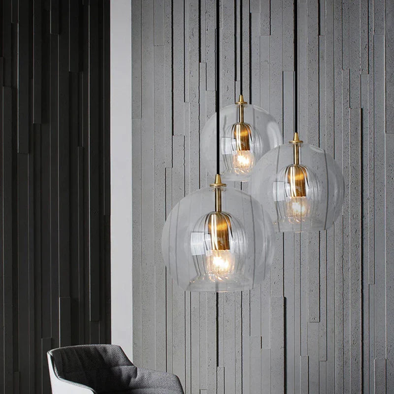 DecorBites™ Clear Glass Ball Pendant Light Chandelier for Living Room Dining Room Home Decor