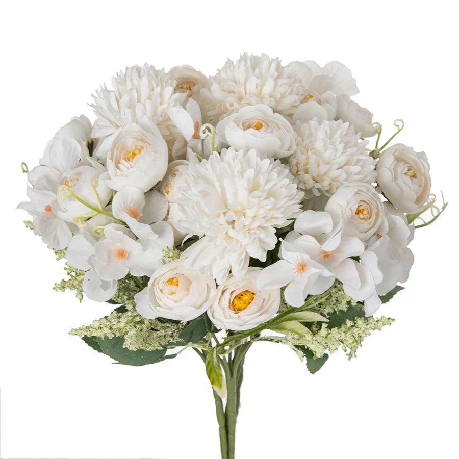 DecorBites™ Artificial Hydrangea Tea Rose Bouquet for Home Decor and DIY Wedding Bouquets