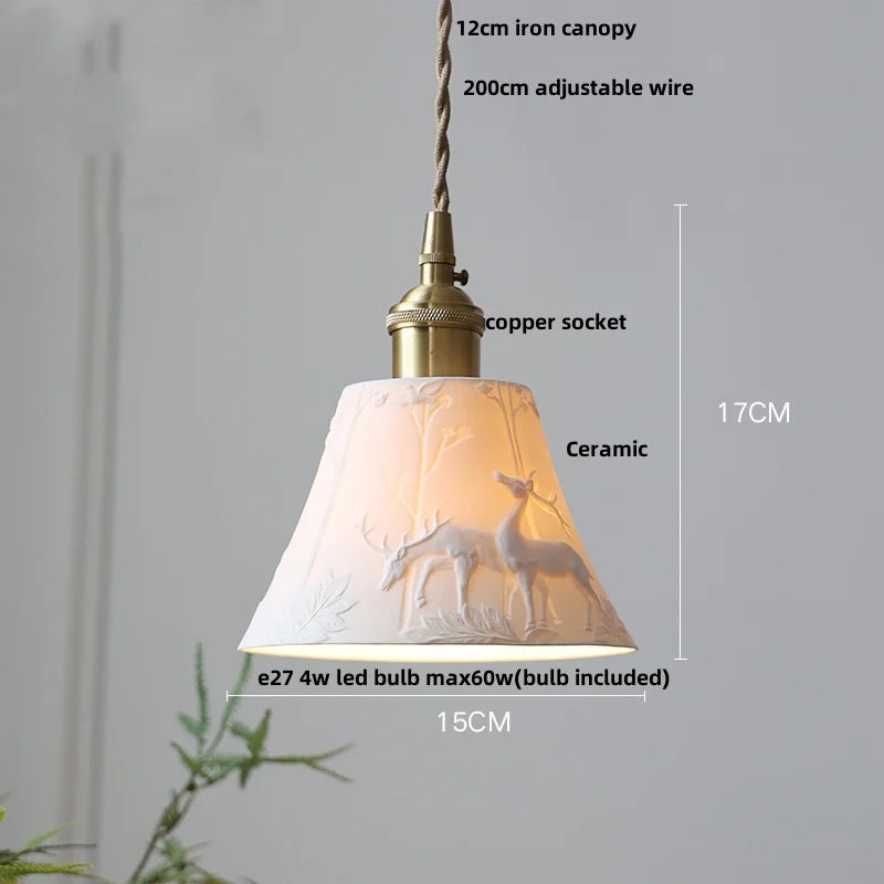 DecorBites™ Ceramic Copper Pendant Light Bar Coffee Kitchen E27 Knob Switch LED Fixture
