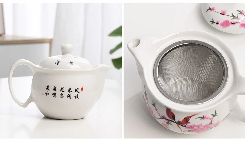 DecorBites™ Blue and White Porcelain Tea Pot Set