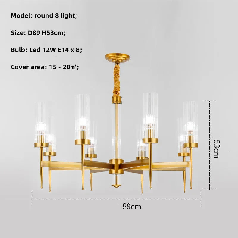 DecorBites™ Gold Metal Glass LED Pendant Lights Chain Hanging Lamp