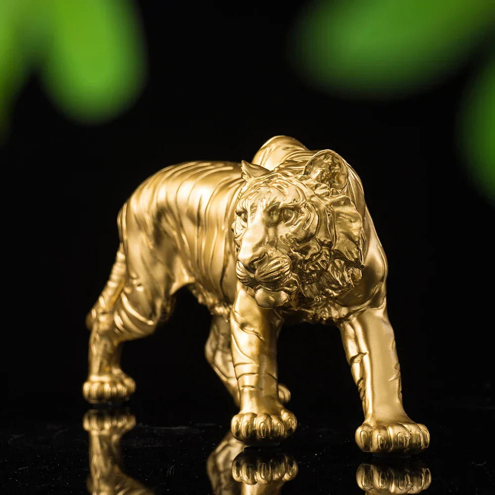 DecorBites™ Golden Tiger Resin Figurines for Home & Office Decor Miniature Ornaments & Collectibles