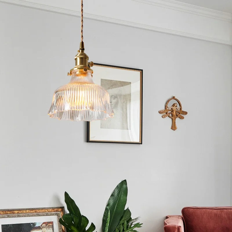 DecorBites™ Clear Glass LED Pendant Lights with Copper Knob Switch for Dining Room