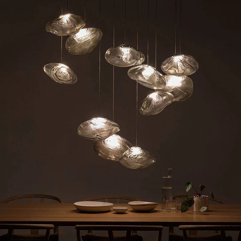 DecorBites™ Glass Cloud Chandelier LED Pendant Lamp for Villa Staircase & Hotel