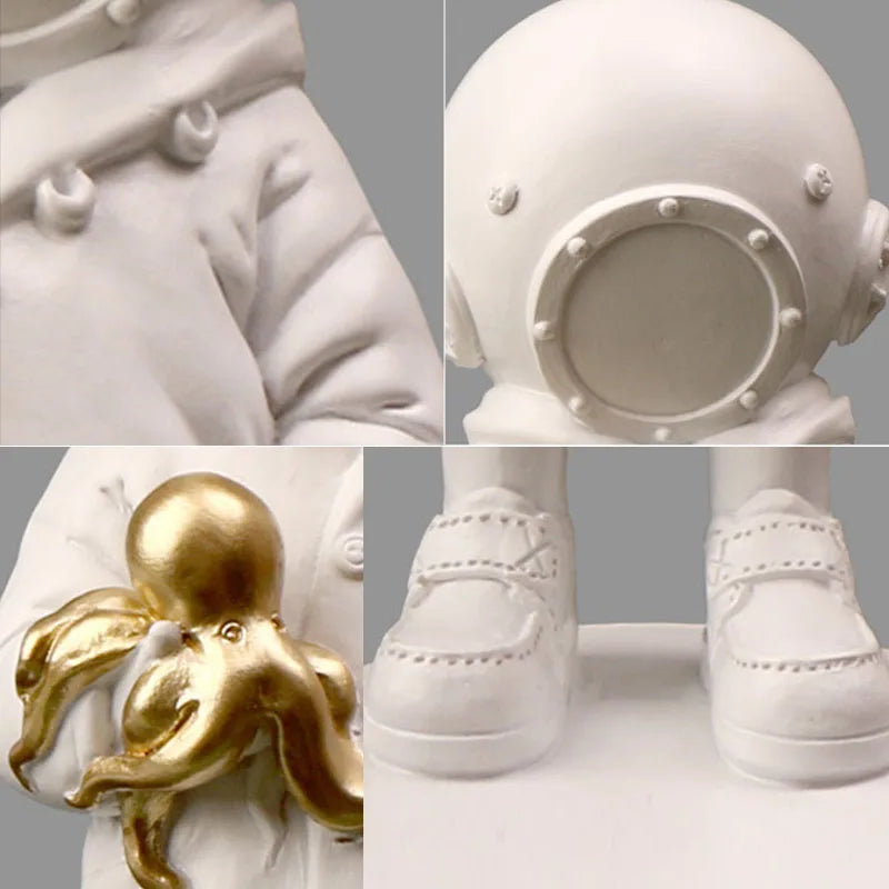 DecorBites™ Banksy Deep Diver Sculpture: Modern Street Art Girl Statue for Home & Office Decor